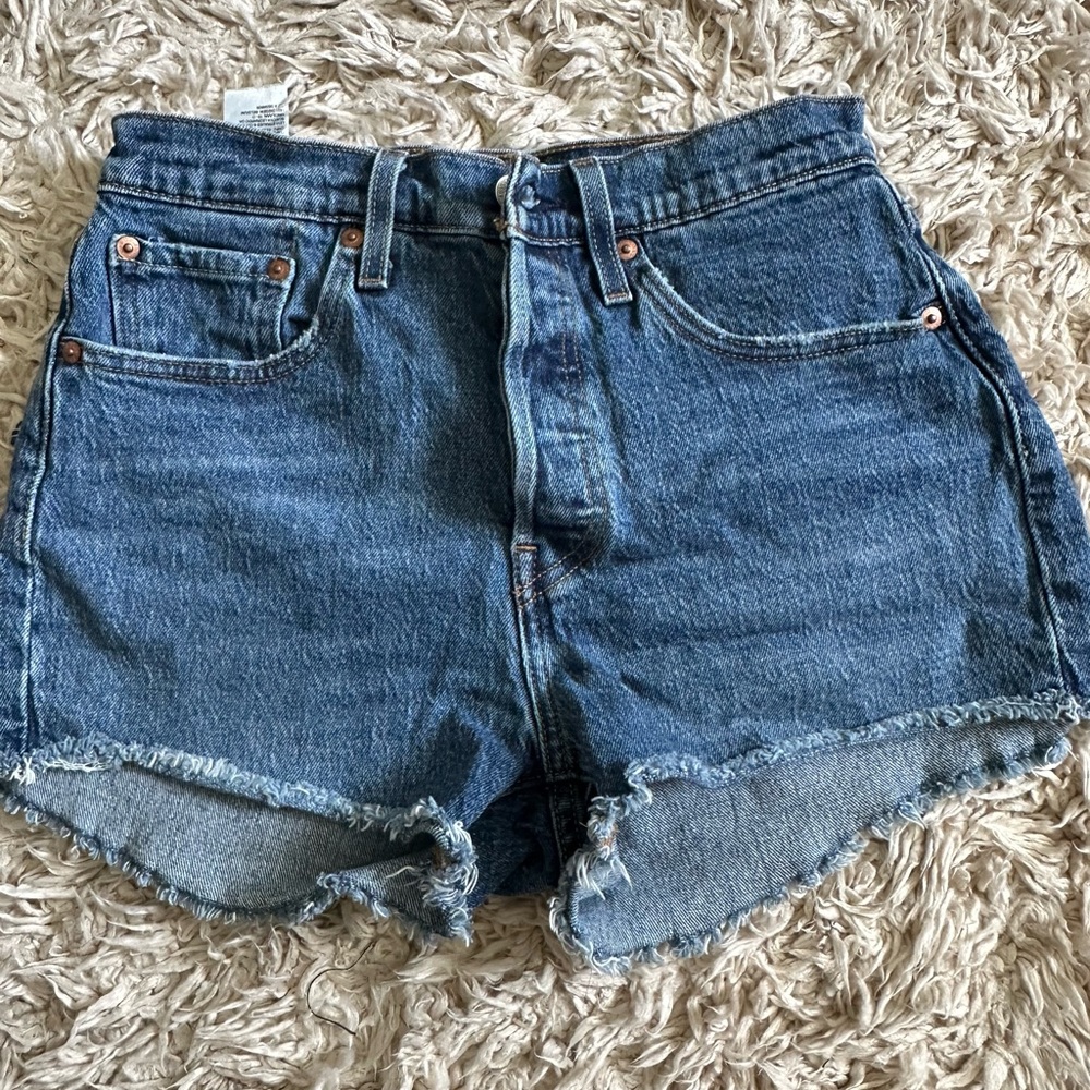Levi's Dark Blue High-Waisted Jean Shorts 27W